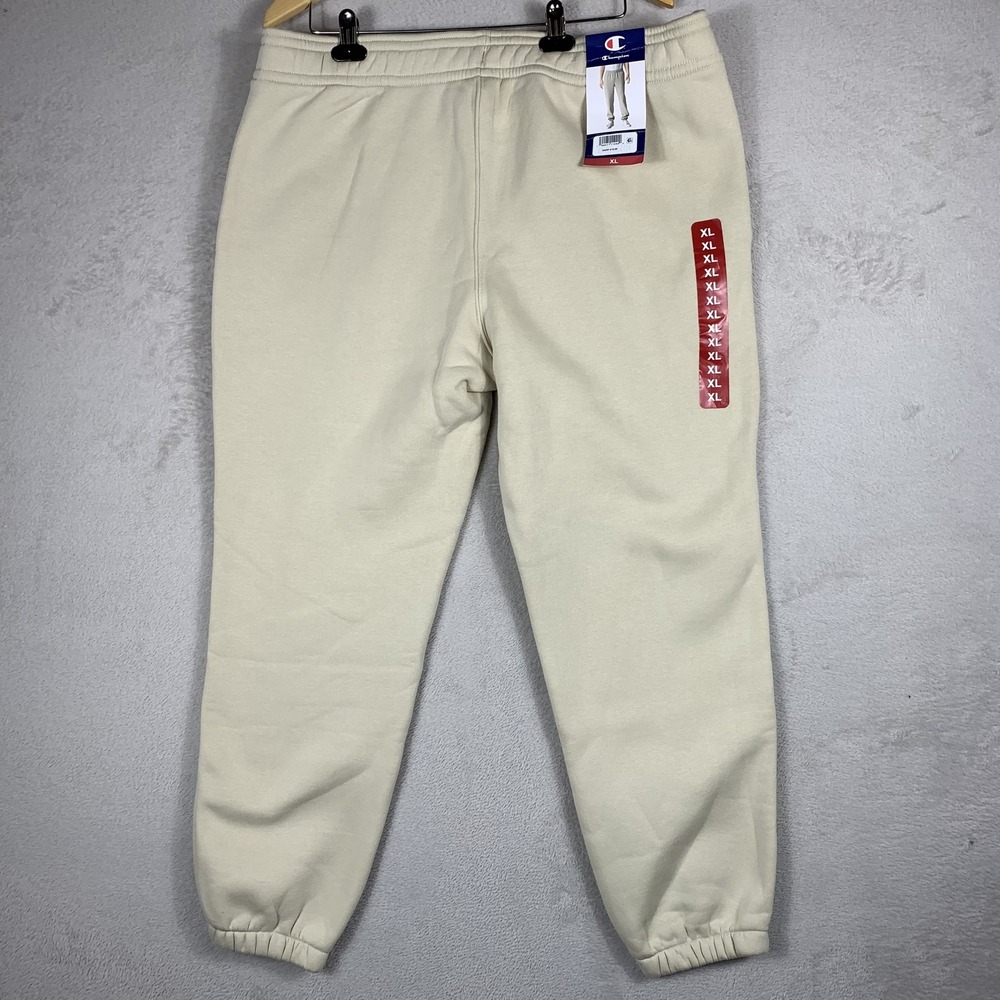 Champion Sweatpants Mens XL Beige Fleece Joggers Elastic Waist Pockets NEW